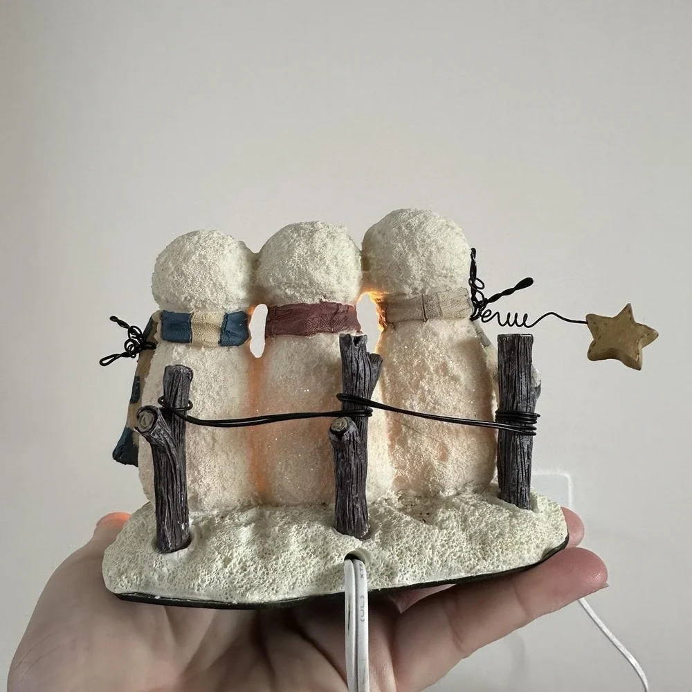 VTG Crazy Mountain Snowman Figurine Night Light Lamp Winter Christmas‎ Plug In
